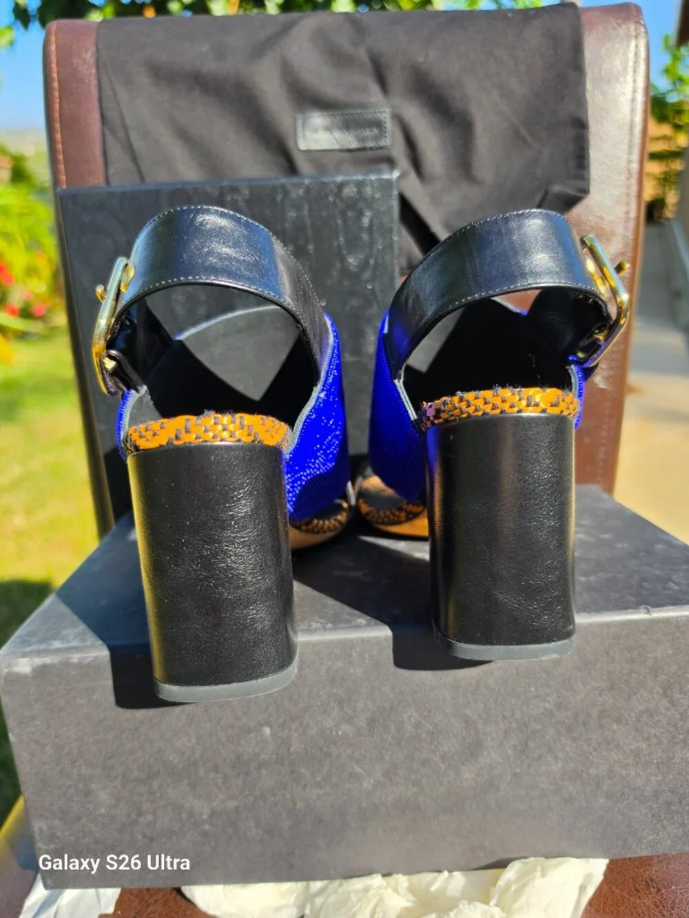 DRIES VAN NOTEN Blue Bead Heel Sandals 37.5 80mm WS25/135/H80 Blue 504 Full Set